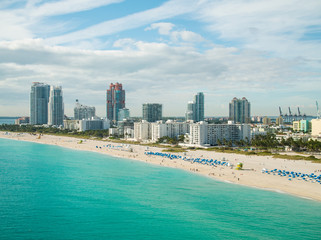 Aerial drone photography Miami Beach Florida coastline