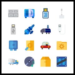 16 storage icon. Vector illustration storage set. safebox and freight forwarding icons for storage works