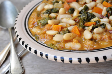 Ribollita White Bean Stew with carrots and spinach