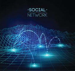 Social network media global. People communication and information sharing 3d web isometric illustration. Infographic concept vector. Network connection, business, friendship.