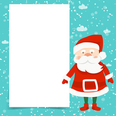 Merry Christmas and Happy New Year winter holidays greeting card with cartoon elements. Vector illustration