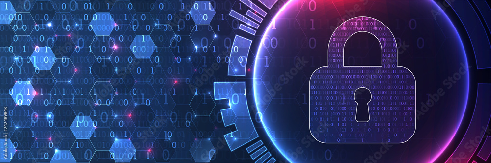 Poster secure digital space. virtual confidential, programming protection.