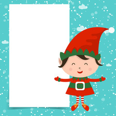 Obraz na płótnie Canvas Merry Christmas and Happy New Year winter holidays greeting card with cartoon elements. Vector illustration