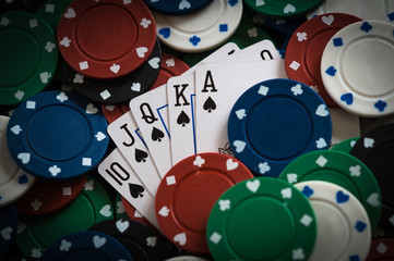 Royal flush. Poker concept.