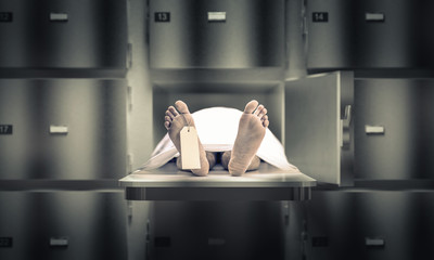 man in the morgue - obrazy, fototapety, plakaty