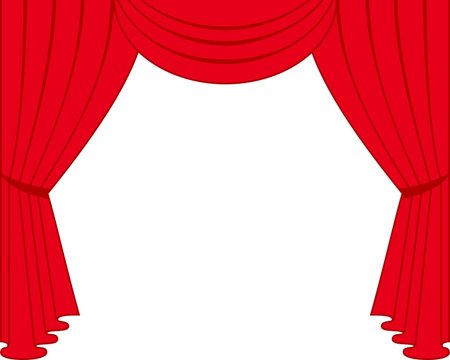 Red theatre curtains on a white background. Curtains design for any purposes. Vector illustration.