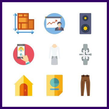 9 businessman icon. Vector illustration businessman set. watch and trousers icons for businessman works