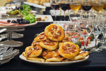 A pieces of tiny pizzas
