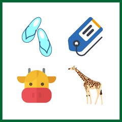 4 brown icon. Vector illustration brown set. giraffe and tag icons for brown works
