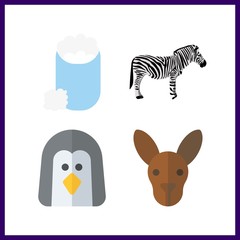 4 south icon. Vector illustration south set. zebra and kangaroo icons for south works