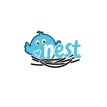 recommend clip art:  Template icon of bird in nest.Vector illustration