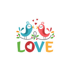 Template icon of birds in the love.Vector illustration