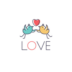 Template icon of birds in the love.Vector illustration