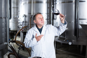 Positive wine maker controls quality of wine