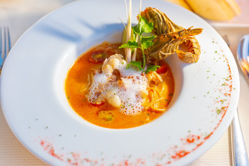 Seafood pasta with spicy sauce