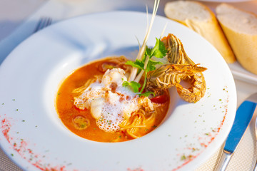 Seafood pasta with spicy sauce