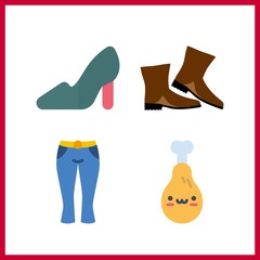 4 leg icon. Vector illustration leg set. high heels and boots icons for leg works