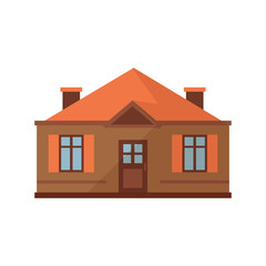 Small brown house with orange roof illustration. Home, design, architecture. Building concept. Vector illustration can be used for topics like real estate, advertisement, house