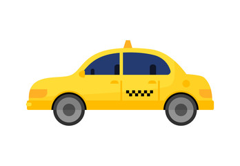 Obraz na płótnie Canvas Yellow taxi car illustration. Auto, lifestyle, travel. Transport concept. Vector illustration can be used for topics like airport, travelling, city