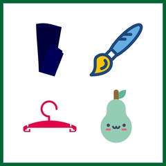 4 cutout icon. Vector illustration cutout set. pear and hanger icons for cutout works