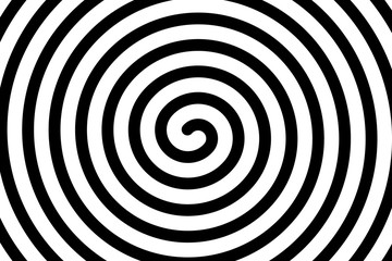 Simple black and white background. Spiral in retro pop art style