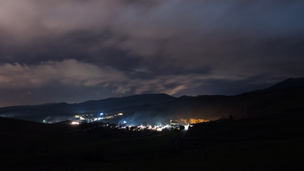a small village at night