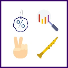 4 hands icon. Vector illustration hands set. oboe and search icons for hands works