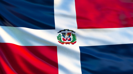 Dominican Republic flag. Waving flag of Dominican Republic 3d illustration