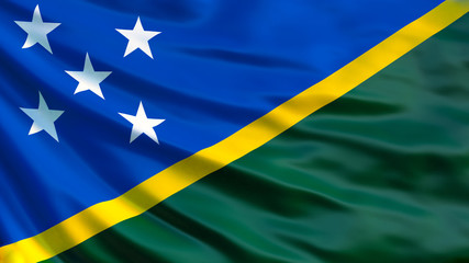 Solomon Islands flag. Waving flag of Solomon Islands 3d illustration