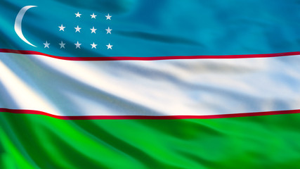 Uzbekistan flag. Waving flag of Uzbekistan 3d illustration