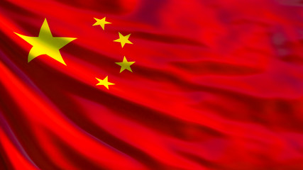 China flag. Waving flag of China 3d illustration