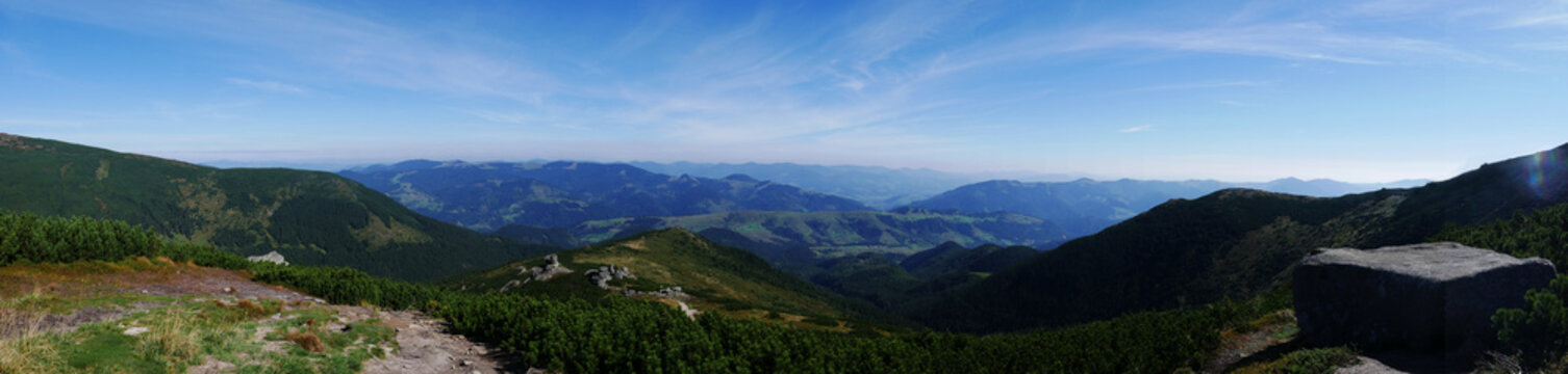 wide panoramic view of the Carpathians Mountains in summer © muzzoff