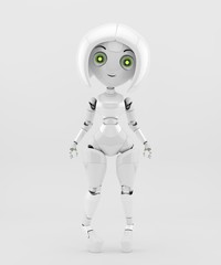 Lovely female character - lady robot, 3d illustration 