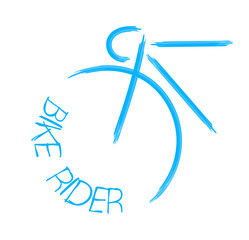 Bicycle contour silhouette simple drawing. Blue Bike rider vector illustration isolated. EPS10