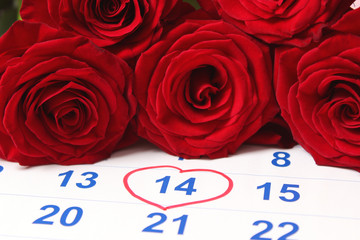 roses and calendar, valentines day background