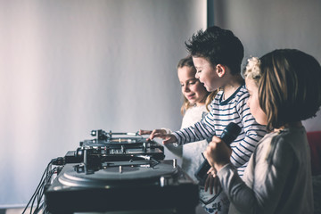 Young DJs make a party at home with vinyl records