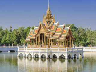 Bang Pa, Ayutthaya , Tailandia . Aisawan Dhiphya-Asana, Bang Pa-In Royal Palace (Palacio de verano) of Rama V (UNESCO World Heritage List, 1991), Tailandia siglo XVII 