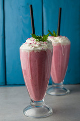 Cherry milkshake on the table