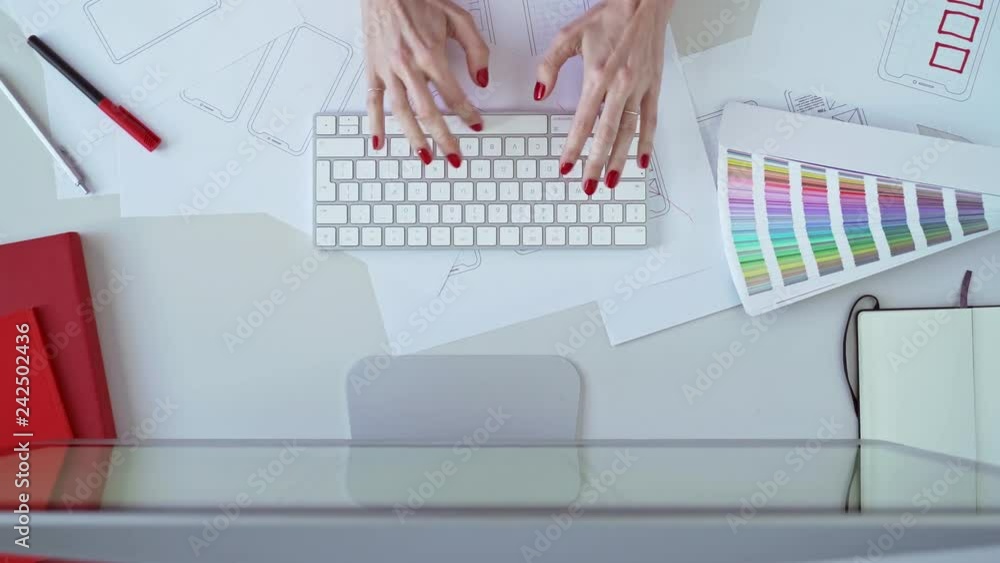 Poster web designer at work. graphic designer. mobile application design. designer desk. ux, ui design. thu