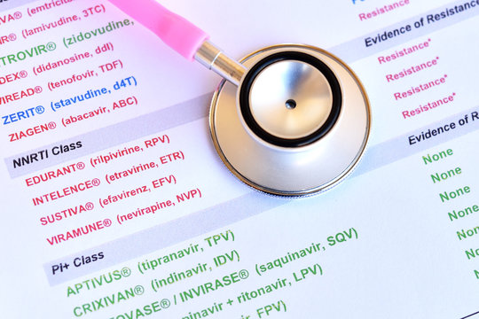 Laboratory results of HIV drugs resistance with stethoscope
