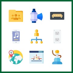 9 connection icon. Vector illustration connection set. worldwide and smartphone icons for connection works