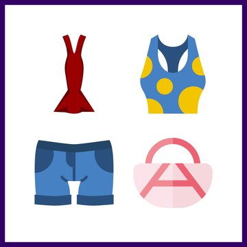 4 beauty icon. Vector illustration beauty set. shorts and tank top icons for beauty works