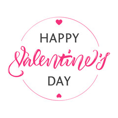 Handmade lettering 'Happy Valentine's Day' with minimal decoration. Vector calligraphy for poster, banner, postcard, greeting card in vector EPS 10.