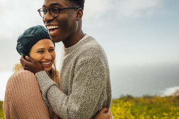 Loving interracial couple spending time together