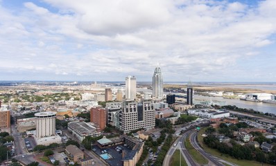 Aerial view of downtown Mobile, Alabama 