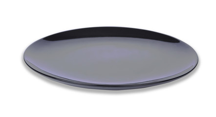 Empty black plate isolated on a white background