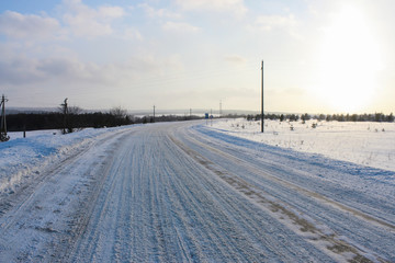 Fototapeta na wymiar Snowy track