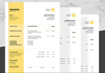 Corporate Invoice Layout with Yellow and Black Accents