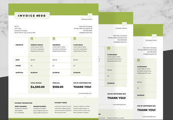 Business Invoice Layout with Green and Black Accents