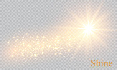 Vector transparent sunlight special lens flare light effect.  Sparkling magic dust particles